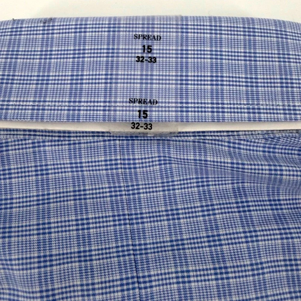 Polo Ralph Lauren NEW Mens Blue Micro-Check Spread Collar Dress Shirt 15‎ 32/33